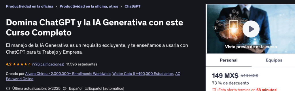 Domina ChatGPT y la IA Generativa con este Curso Completo