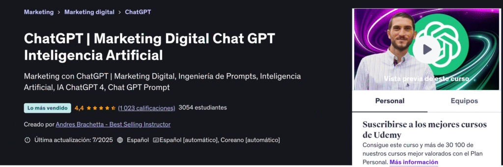 ChatGPT | Marketing Digital Chat GPT Inteligencia Artificial udemy