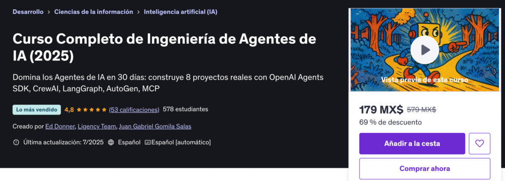 Curso Completo de Ingeniería de Agentes de IA (2025) udemy